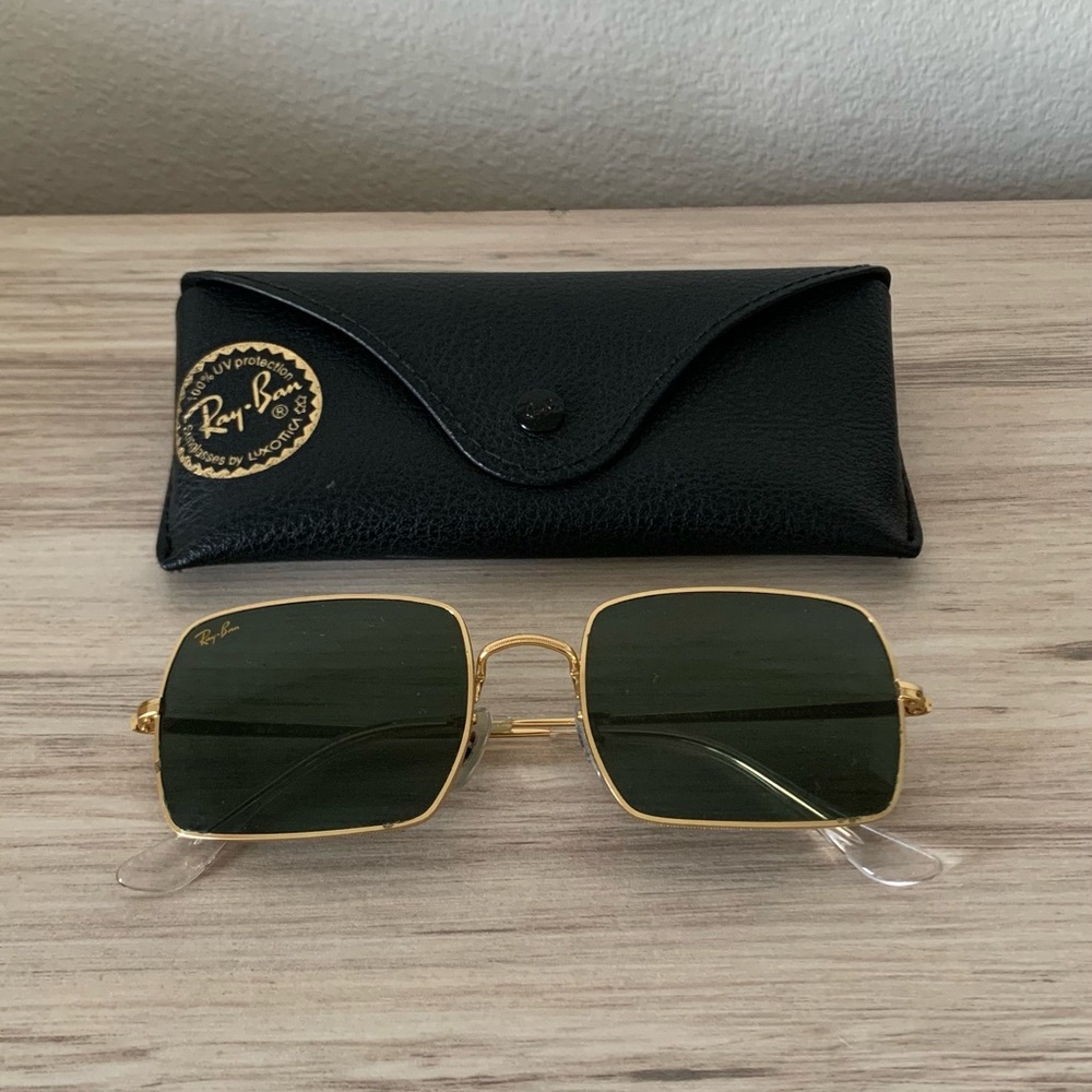 Ray-Ban Gold Frame Sunglasses with Dark Lenses